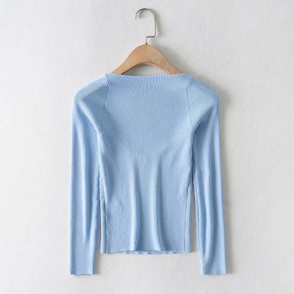 autumn and winter short square neck long sleeve sweater NSAC14579