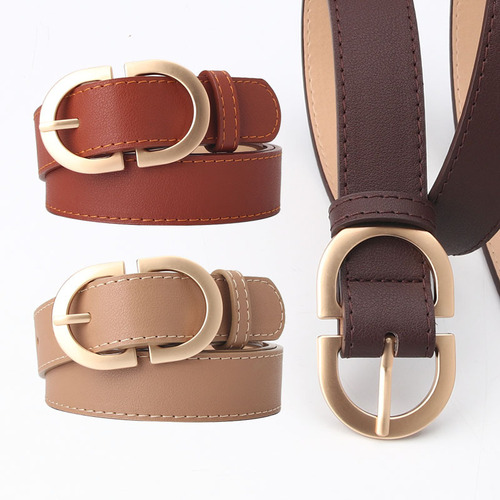 Women's belt female simple all-match jeans belt ins style Korean style casual metal buckle student belt manufacturer approved