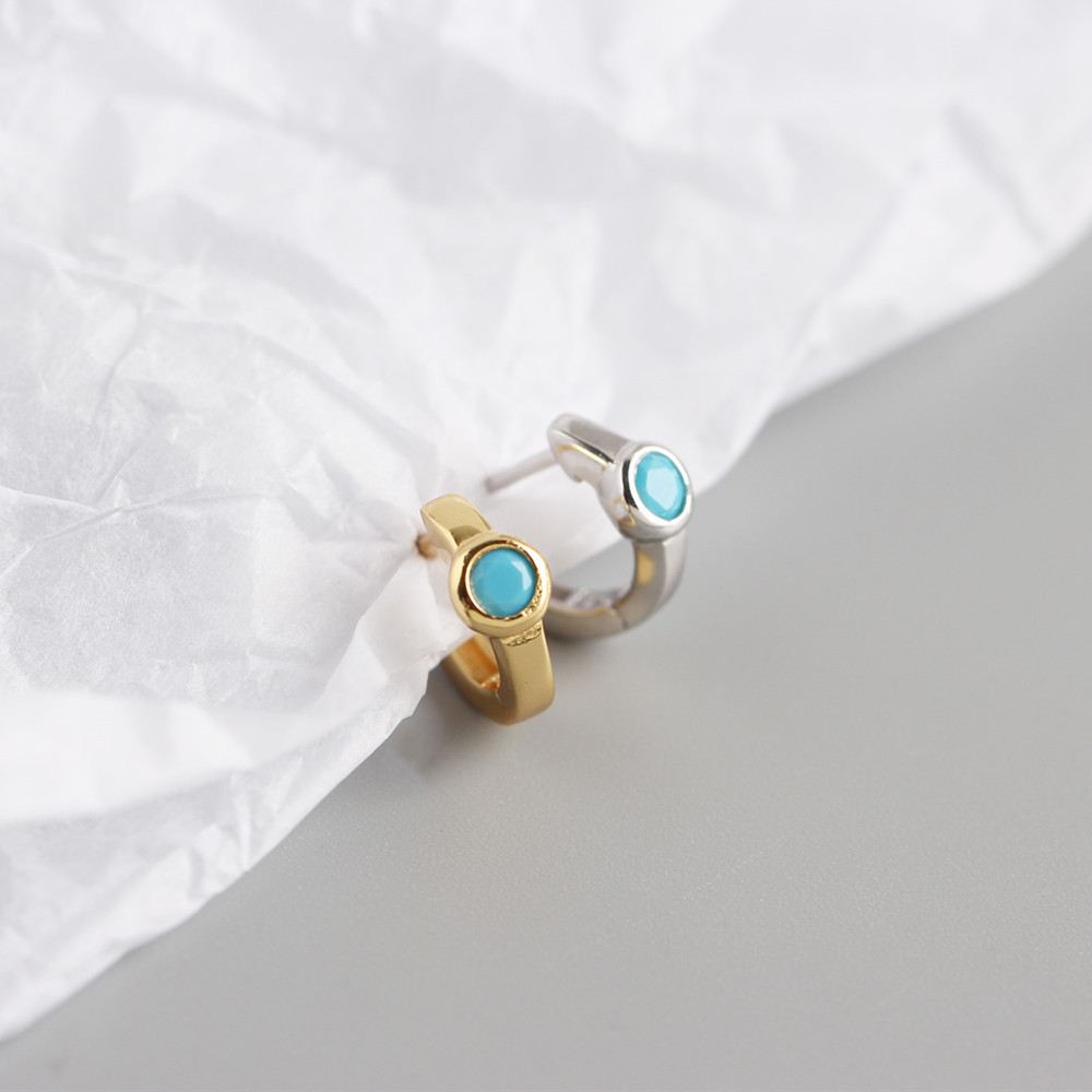 925 Sterling Silver Material S925 Sterling Silver Blue Zircon Ear Buckle Wholesale Nihaojewelry
