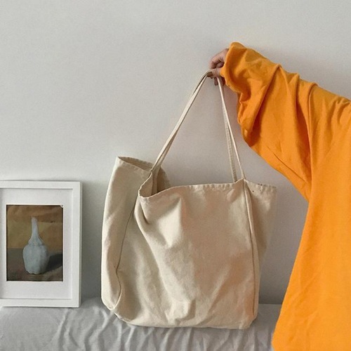 South Korean Instagram-famous canvas bag for women, single-shoulder large tote, chic, literary, student-friendly, versatile hand-held large-capacity shopping bag