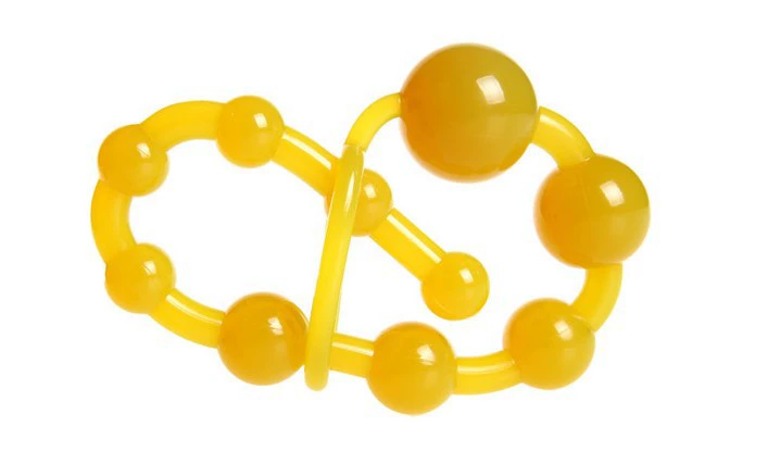 Anal beads silicone, 10-bead string, unisex, soft flexible with ring handle, 75 g