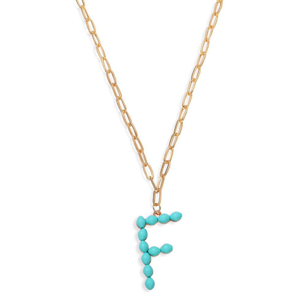 Étoile Sauvage Perle Lettre Long Pendentif Collier Simple Turquoise Perles Rondes Accessoires À La Mode En Gros Nihaojewelry display picture 26