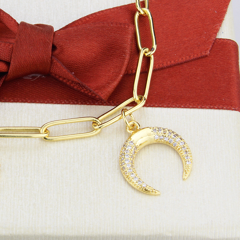fashion  diamond-studded star moon necklace