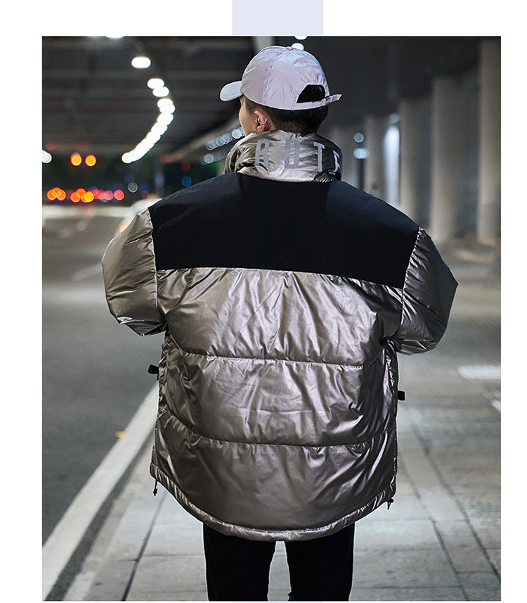 Vêtements pour hommes hiver nouvelle veste pour hommes marque tendance ample grande poche imprimée veste en coton de soie_voghion.com