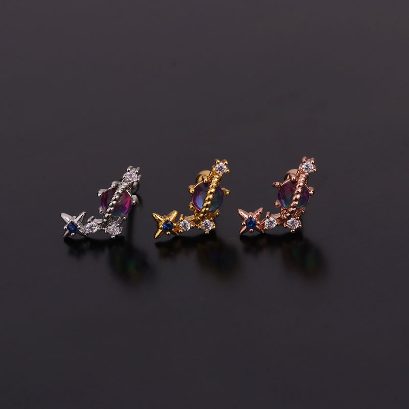 Korean Color Zircon  Fashion All-match Stainless Steel Earrings display picture 8