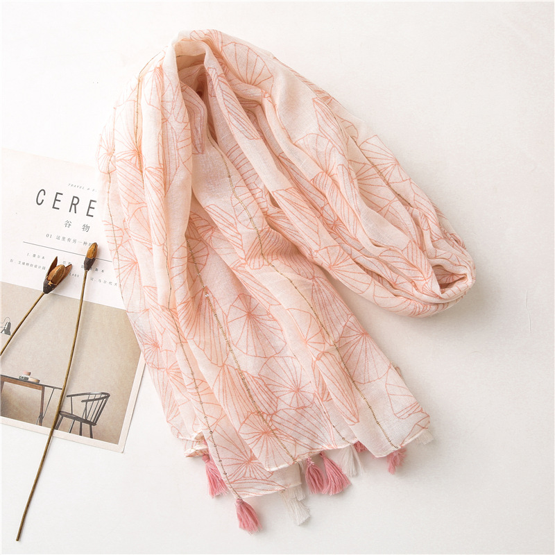 Pink Sequins Long Tassel Scarf display picture 4