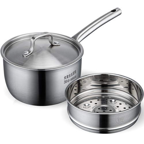 TaiBan 304 Stainless Steel Milk Pot & Steamer, Thickened 5-Layer Steel Design, Available in 14/16/18cm Small Sizes—Perfect for Baby Food Prep and Noodle Cooking, Non-Stick Bottom