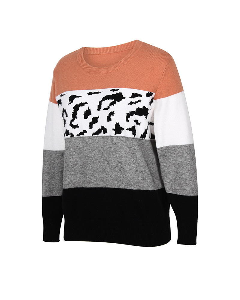 autumn and winter color block sweater NSDY7673