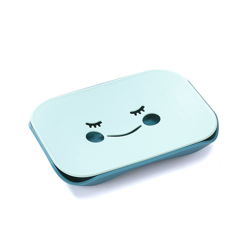 Plastic soap box household cartoon soap rack double drain soap dish student dormitory bathroom square soap rack