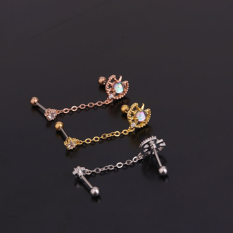 Ear Cartilage Rings & Studs Fashion Geometric 316 Stainless Steel  Copper Inlaid Zircon display picture 3