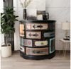 American style personality Entrance cabinet a living room sofa Side cabinet bedroom Bucket cabinet Semicircle black Curio Retro Vestibular Ark