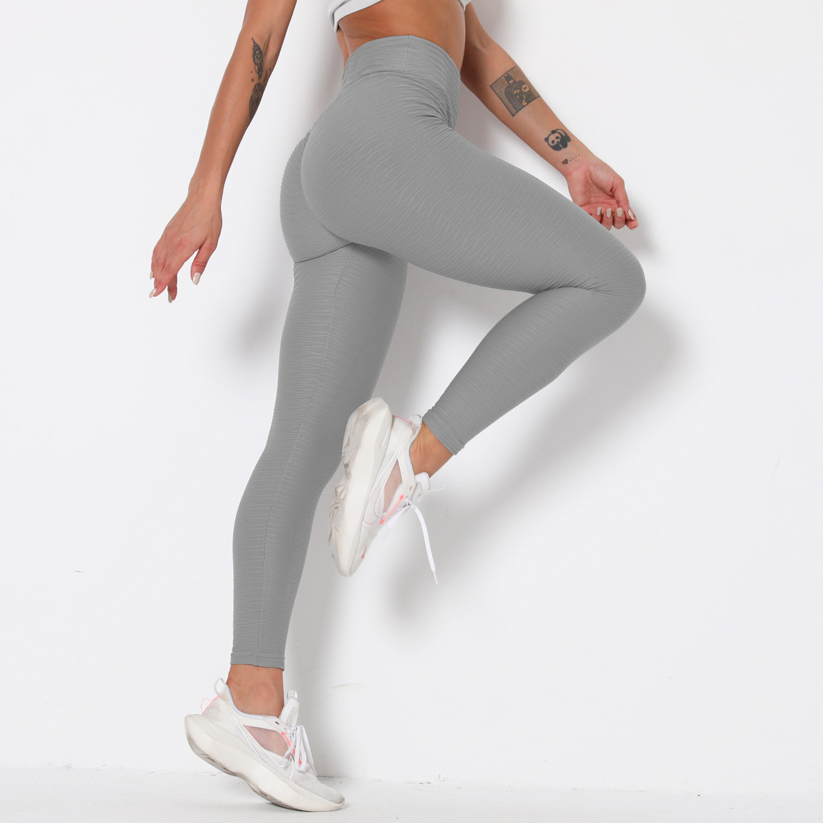 Peach Hip Striped Tight Elastic Quick-Drying Sports Pants NSNS11014