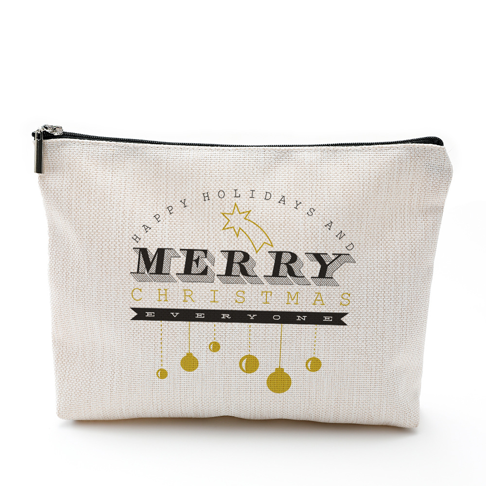 圣诞化妆包防水棉麻拉链袋 化妆品饰品收纳袋 旅行洗漱用品收纳包