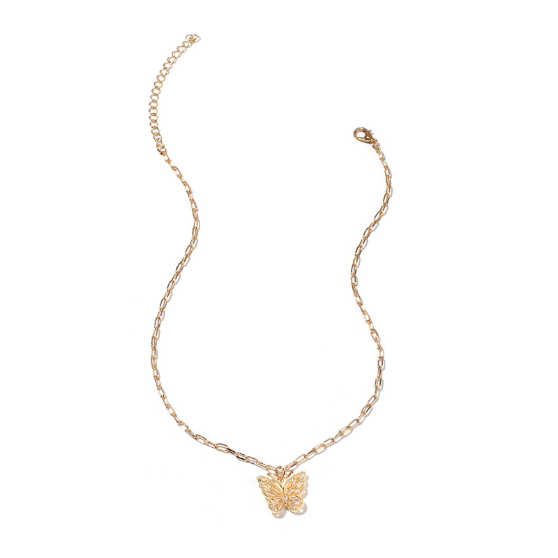 Women'S Gender Korean Fashion Women's Butterfly Pendant Clavicle Necklace Trend Diamond Zircon Necklace Nihaojewelry