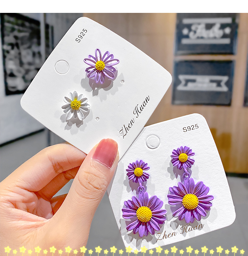 Korea's Hot Models Daisy Girl Simple Earrings Flower Earrings Wholesale Nihaojewelry display picture 7