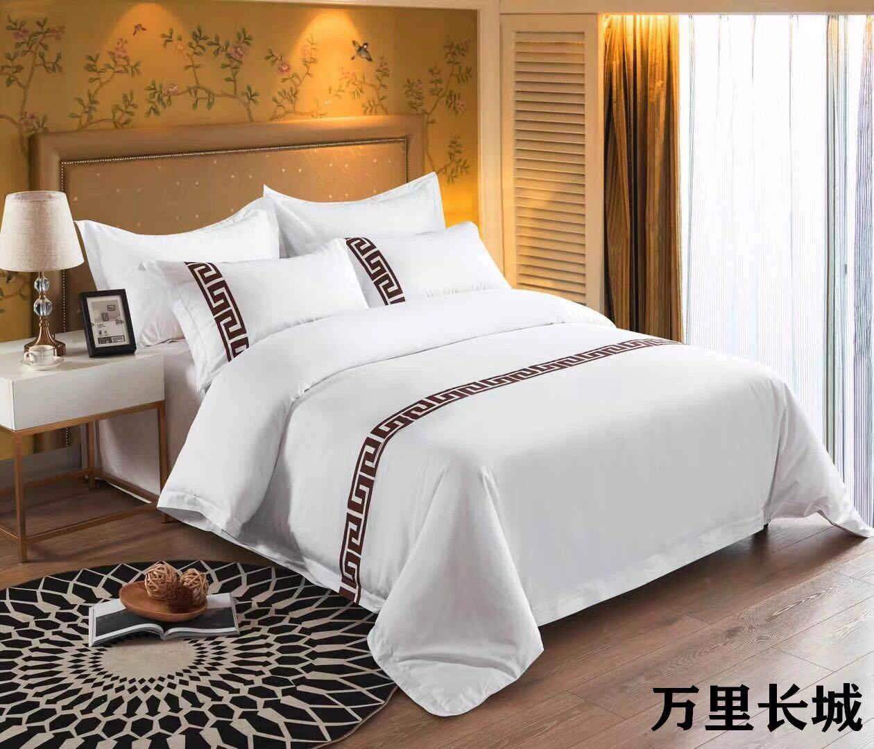 Homestay theme hotel printing Four piece suit 6040S Satin hotel Kit The bed Supplies Manufactor wholesale customized