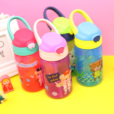 children Water cup Straw cup baby kindergarten Child Drink plenty of water Portable lovely Cartoon Graduation glass