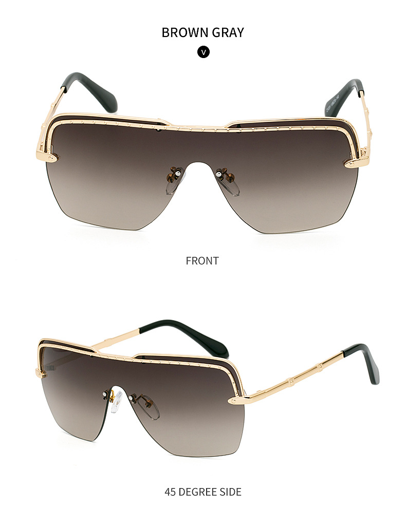 Fashion Half-frame One-piece Sunglasses display picture 5