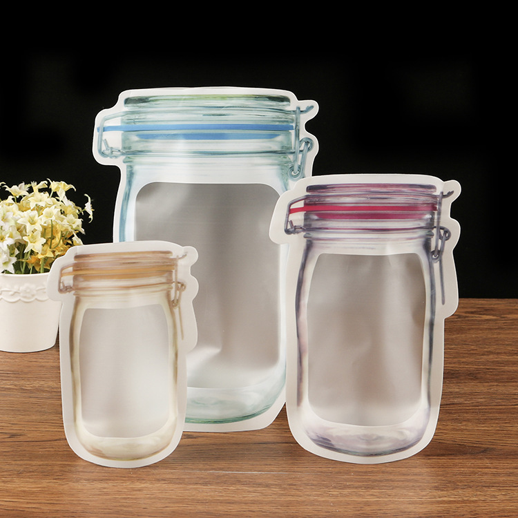 磨砂自立袋自封拉链袋休闲食品牛轧糖果袋卡通零食饼干梅森瓶袋