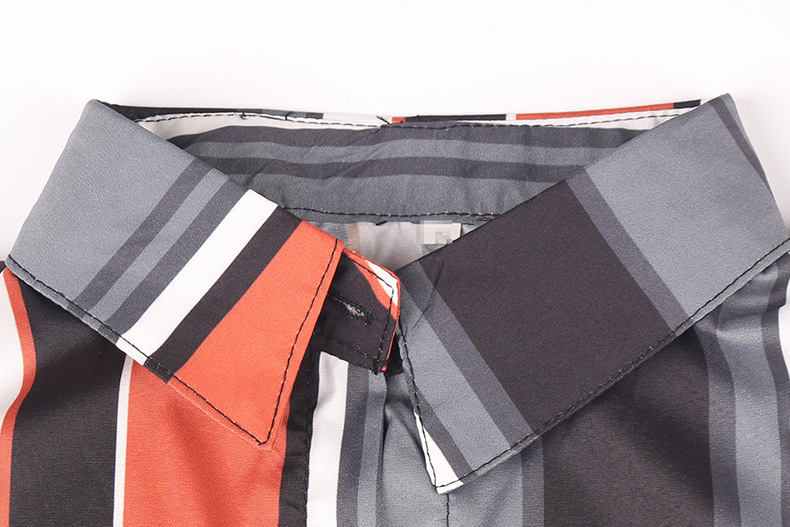 casual lapel multicolor printing belt overalls jumpsuit NSZH25129