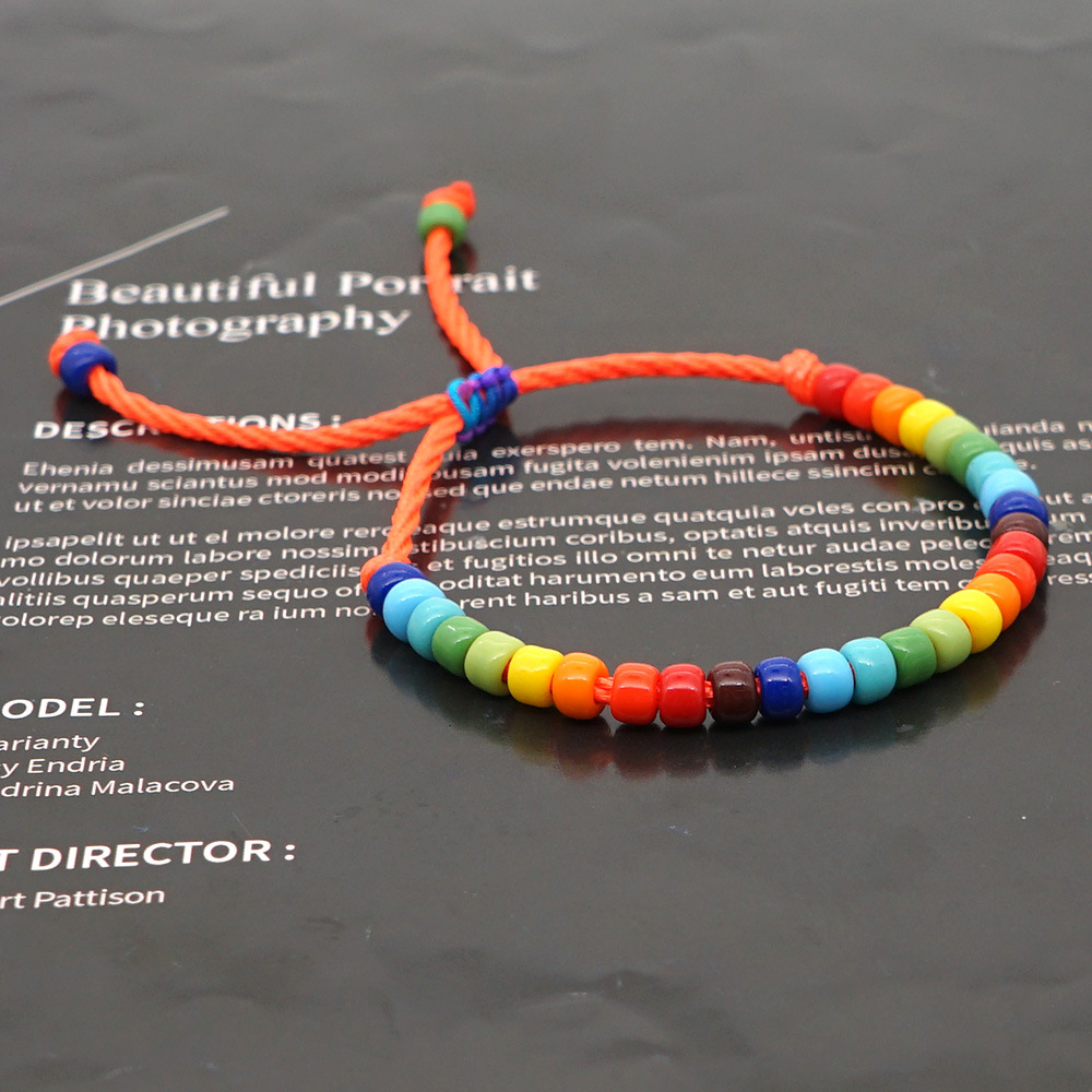 creative Bohemian ethnic rainbow enamel beads glass handmade couple braceletpicture2