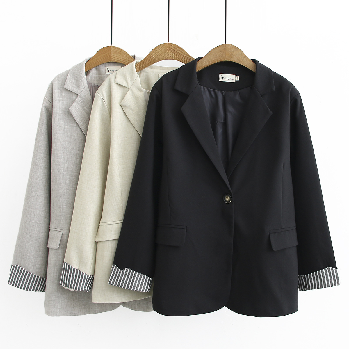 Add fertilizer XL Women's wear Easy Casual commute Small suit stripe Mosaic Net Red man 's suit coat 67A-06