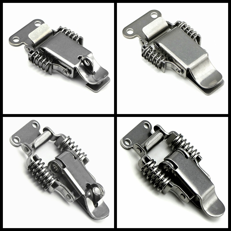 Thickened 304 Stainless Steel Double Spring with Lock Buckle Wooden Case Lock Buckle Industrial Buckle Luggage Accessories