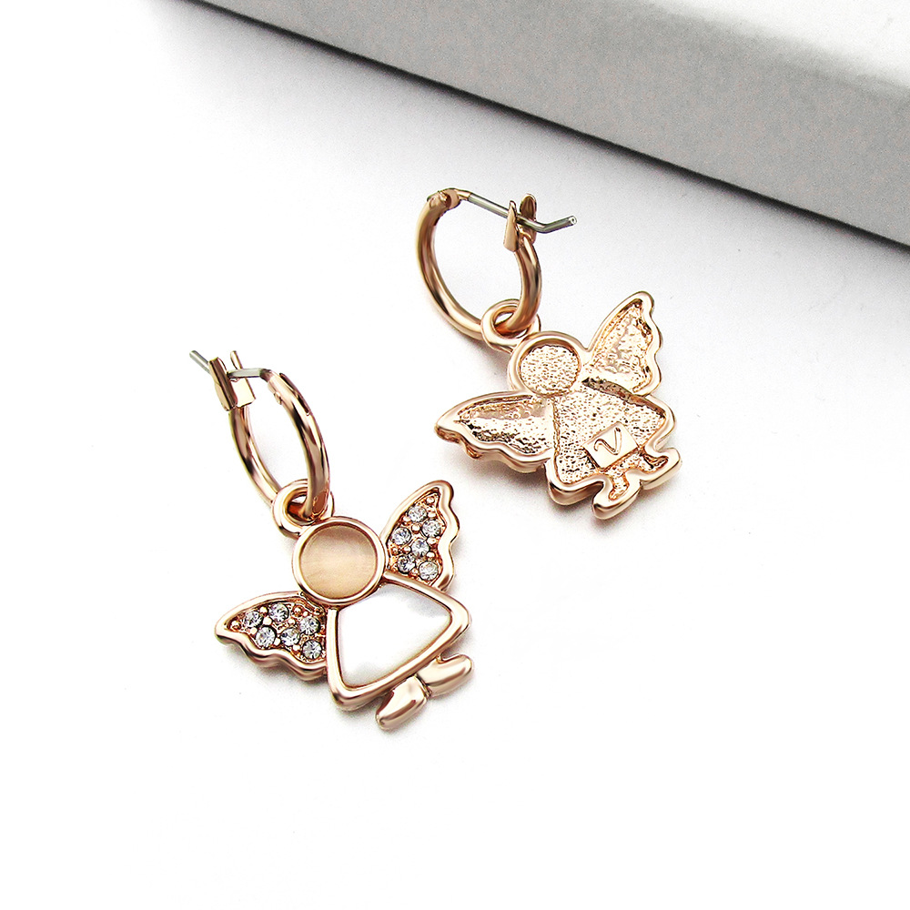 Fashion Gold-plated Angel Shell Earrings Diamond Earrings display picture 2