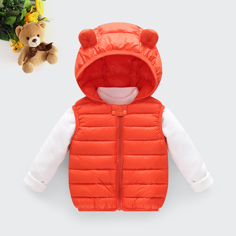 Invierno de los nuevos niños abajo de algodón-acolchado chaleco infantil de algodón-acolchado chaqueta de dibujos animados con capucha Chaleco Corto cálido de los niños de algodón-acolchado chaqueta