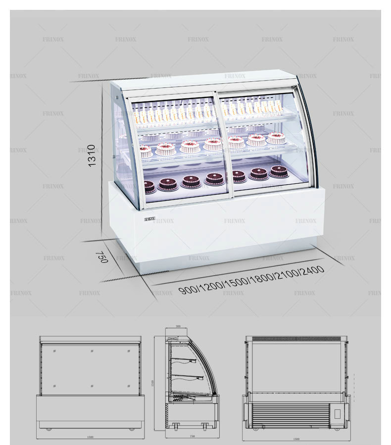 蛋糕柜冷藏柜R975CK三层圆弧蛋糕柜圆弧前开门保鲜柜4.j