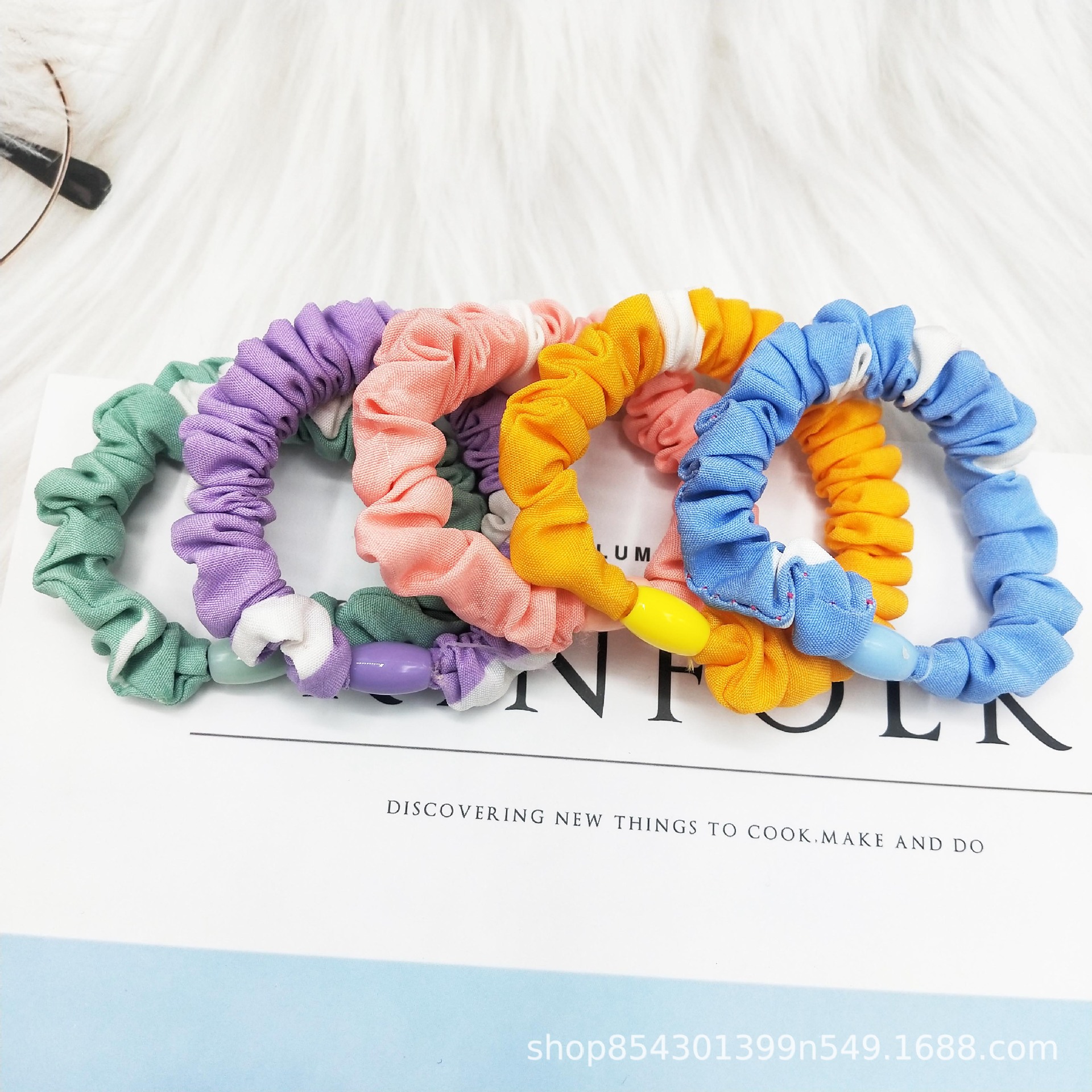 泫雅日韓布藝小腸發圈清新發繩頭飾彩色ins風紮頭繩仙女流行皮筋