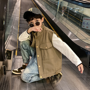 Детский осенний жилет для мальчиков, куртка в стиле хип-хоп, в западном стиле, в корейском стиле, детская одежда, подходит для подростков