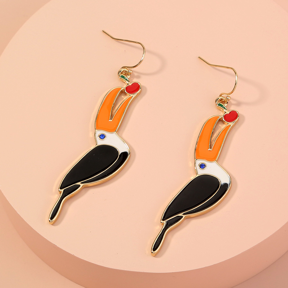 Korean Style Red Parrot Earrings Wholesale display picture 1