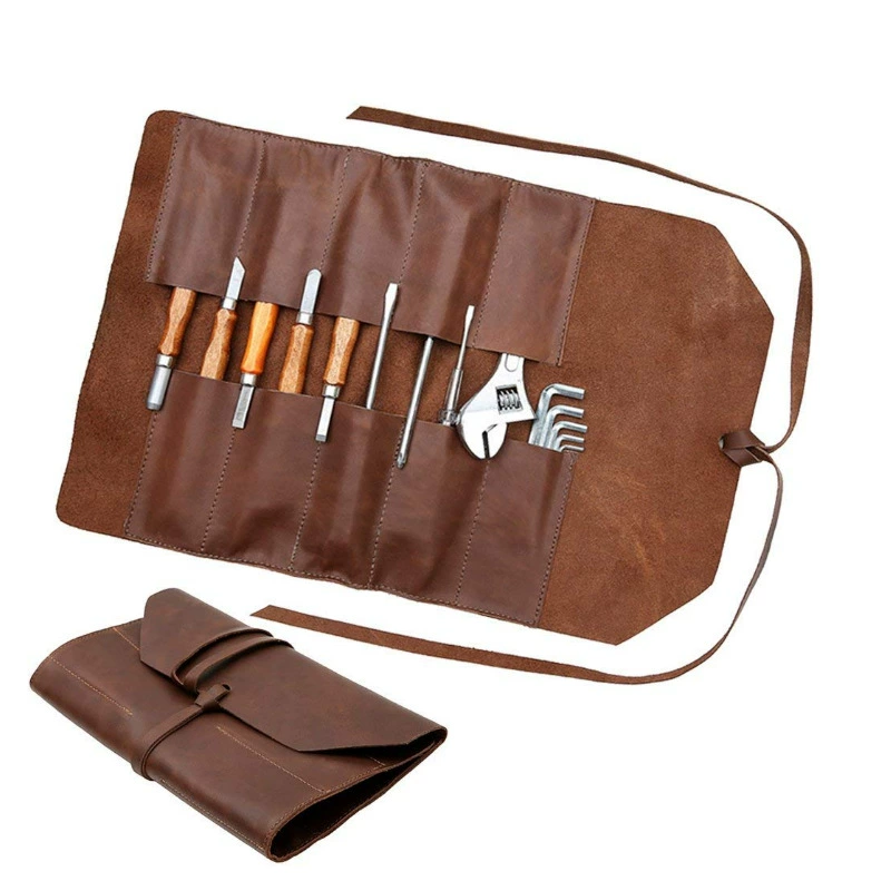 Crazy Horse воловьей кожи складной набор для барбекю сумка для инструментов Парикмахерские ножницы сумка для хранения аппаратный комплект
