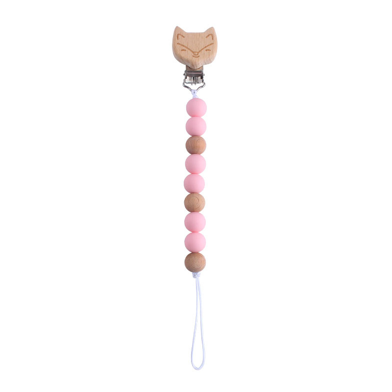 Nueva Beech Fox chupete clip bebé DIY creativo chupete cadena cuentas de silicona de dibujos animados Beech beads Toy teether