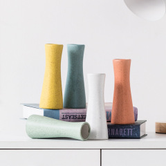 磨砂陶瓷花瓶創意粗糙工藝品簡約家居擺件中式復古白黃天藍橘綠色