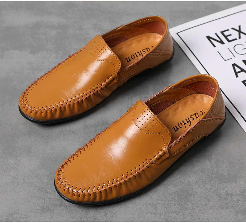 Herren Flache Sommerschuhe mit Metallschloss zum Reinschlüpfen, Faule Halbschuhe, lässige Mokassins, bequeme Fahrschuhe, Hochzeitsfeierschuhe_voghion.com