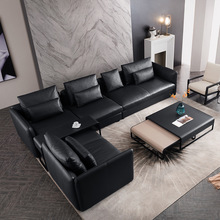 北欧真皮沙发意式现代简约小户型客厅转角组合头层牛皮羽绒沙发