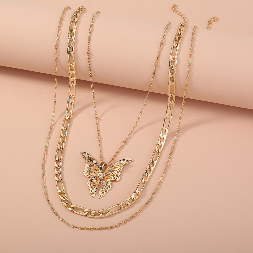 Exaggerated Jewelry Fashion Personality Hollow Three-dimensional Butterfly Necklace display picture 4