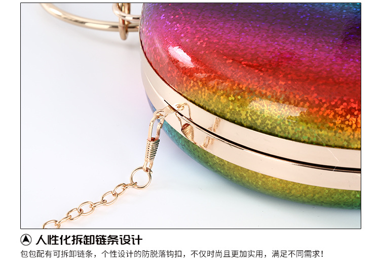 Handheld Dinner Bag Round Evening Bag Clutch Clutch Rainbow Element Small Round Bag display picture 10