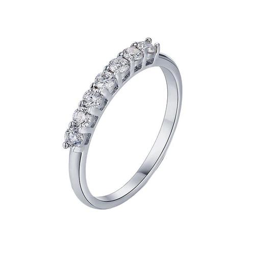 Mozart Ring, 7-star Halo Setting, Six-Prong Design, D-color 1-carat Mozambican Diamond, Pure Silver Plated with 18K Gold, Girlfriend's Gift with Certificate