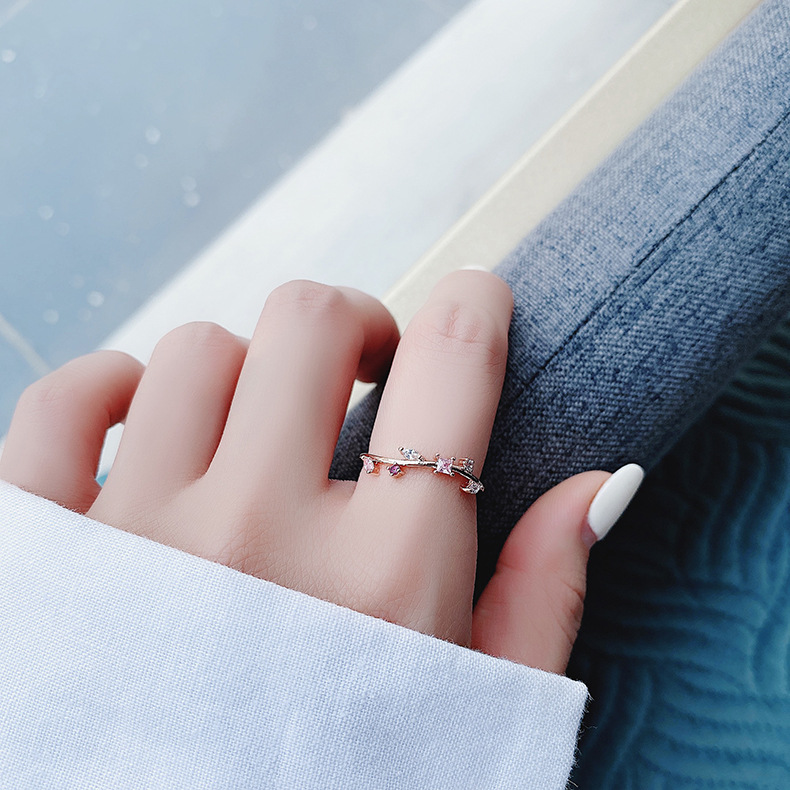 Korea fashion diamond crystal zircon flower ring micro inlaid sweet wild love flower ring wholesale nihaojewelrypicture2