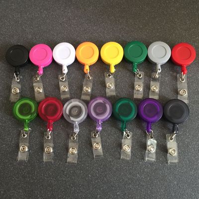 廠家定制磨砂易拉扣證件卡套胸牌扣易拉得鑰匙工作牌扣伸縮扣多色