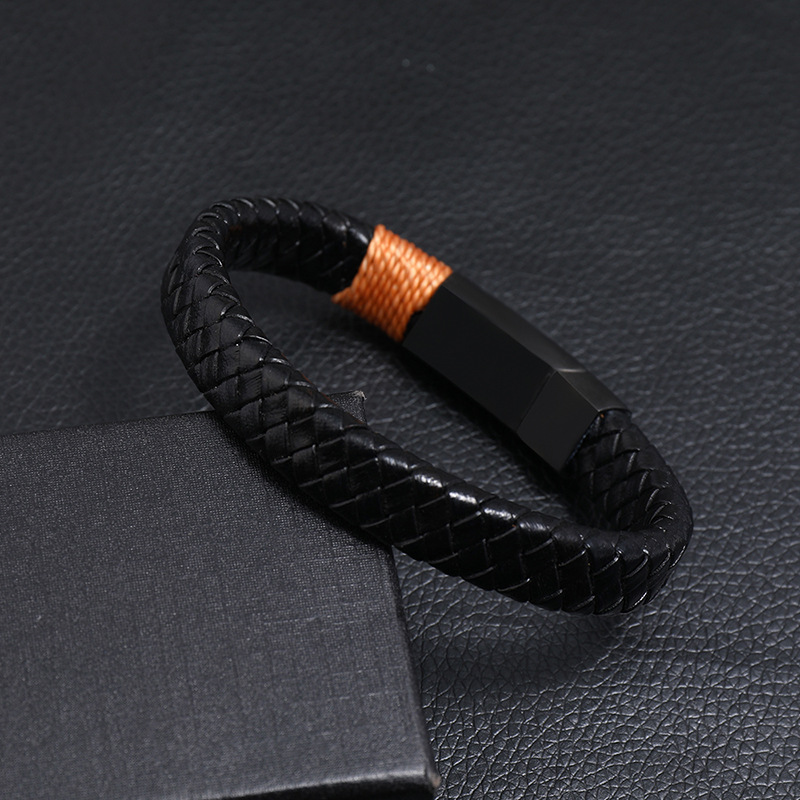 retro black braided stainless steel menu0027s bracelet