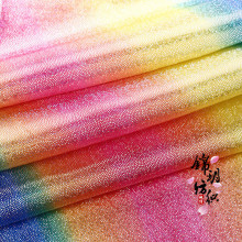 彩虹镭射条纹烫金布料指纹点七彩幻彩面料舞台演出服装玩具玩偶布