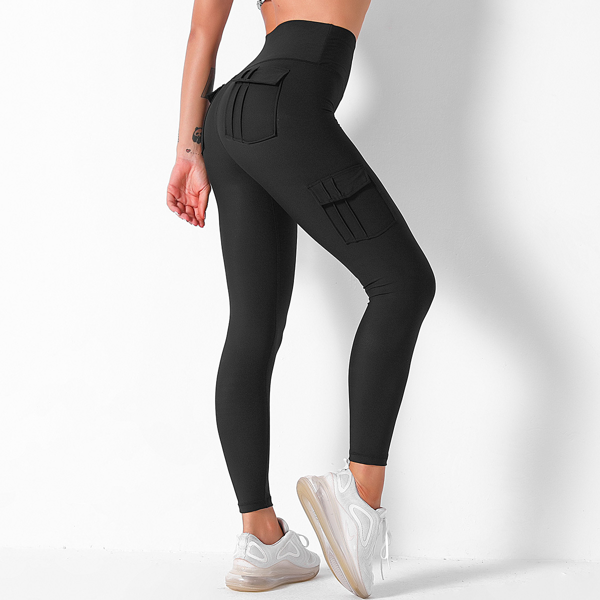 high waist hip stitching color sports yoga pants NSLX9047