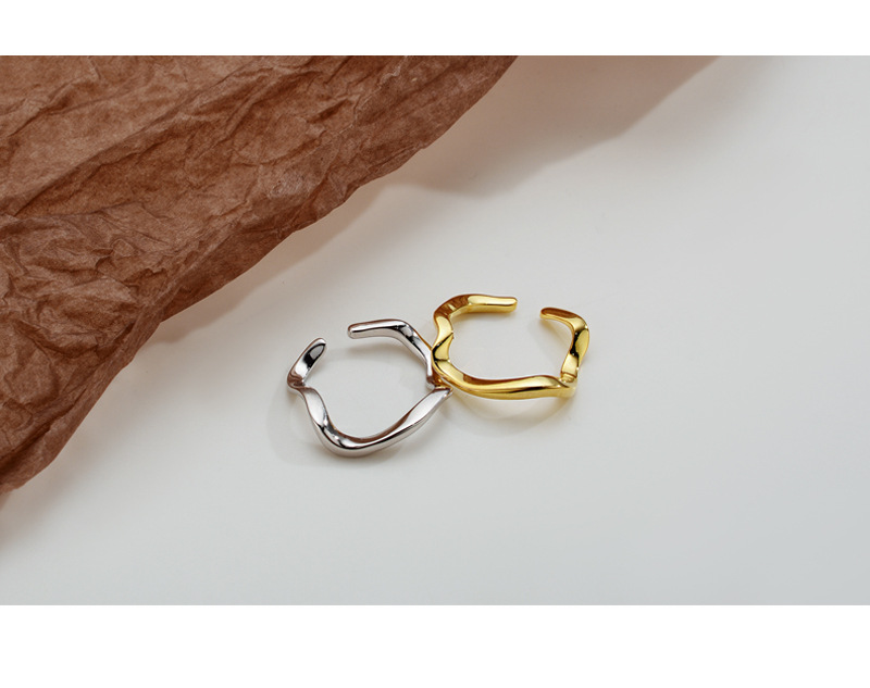 Simple Style Irregular Solid Color Silver Plating Open Ring 1 Piece