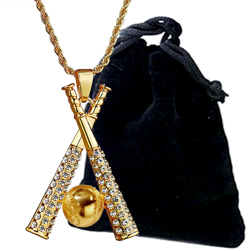 Hip Hop Baseball Bat Necklace display picture 3