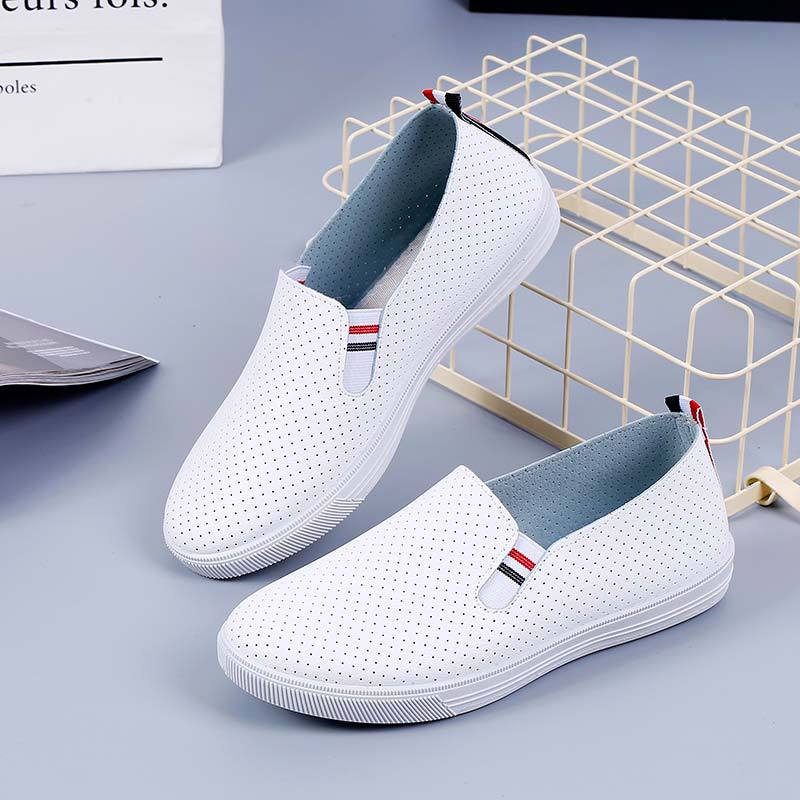 Spring and summer Mesh White shoes Versatile ventilation leisure time Flat bottom Korean Edition student A pedal Lazy man Hollow Women's Shoes