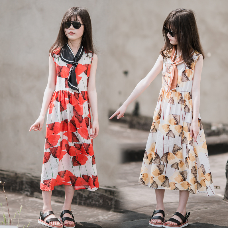 Vestido de las niñas vestido de verano 2023 nuevo estilo coreano Vestido largo de súper Hada para niños vestido de princesa occidental para niños medianos y grandes